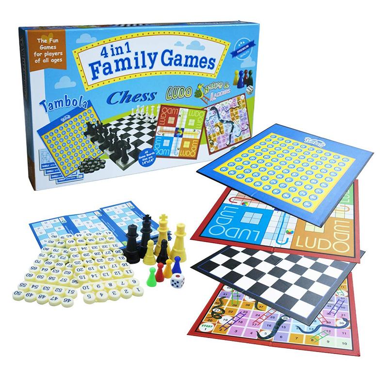 Ekta 4 in 1 Family Strategy Board Games | Board Game for Kids & Family | Strategy Fun Indoor Game | Board Games