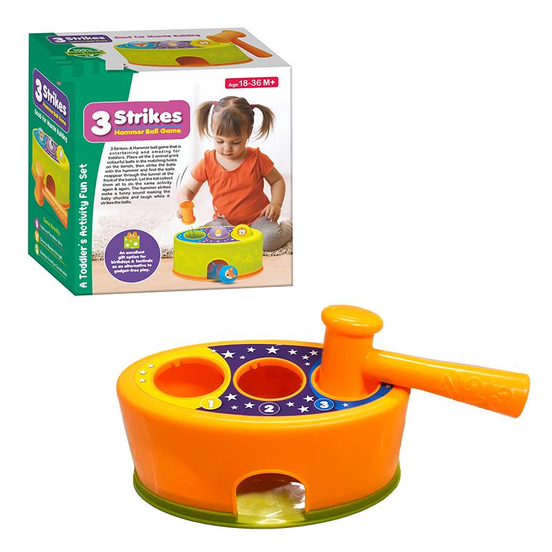 Toymate 3 Strikes! -A Hammer Ball Game with 3 Balls & 1 Basket Toy(Orange) | Educational Toy for Kids | Learning Development Skill Building Toy | Educational Toys