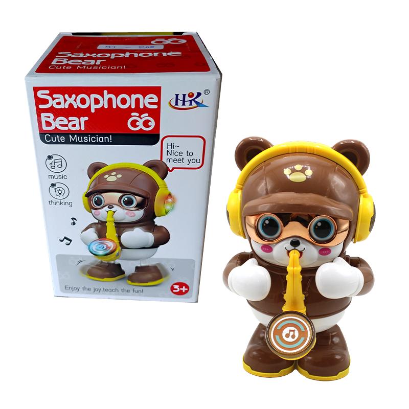 HK Saxophone Bear Brown (HK) | Musical Toy for Kids | Battery Operated Sound & Light Toy | Musical Toys