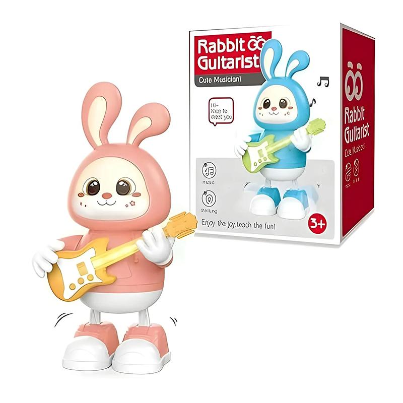 Rabbit Guitarist Cute Musician Pink HK Musical Rabbit Toy with Light & Sound