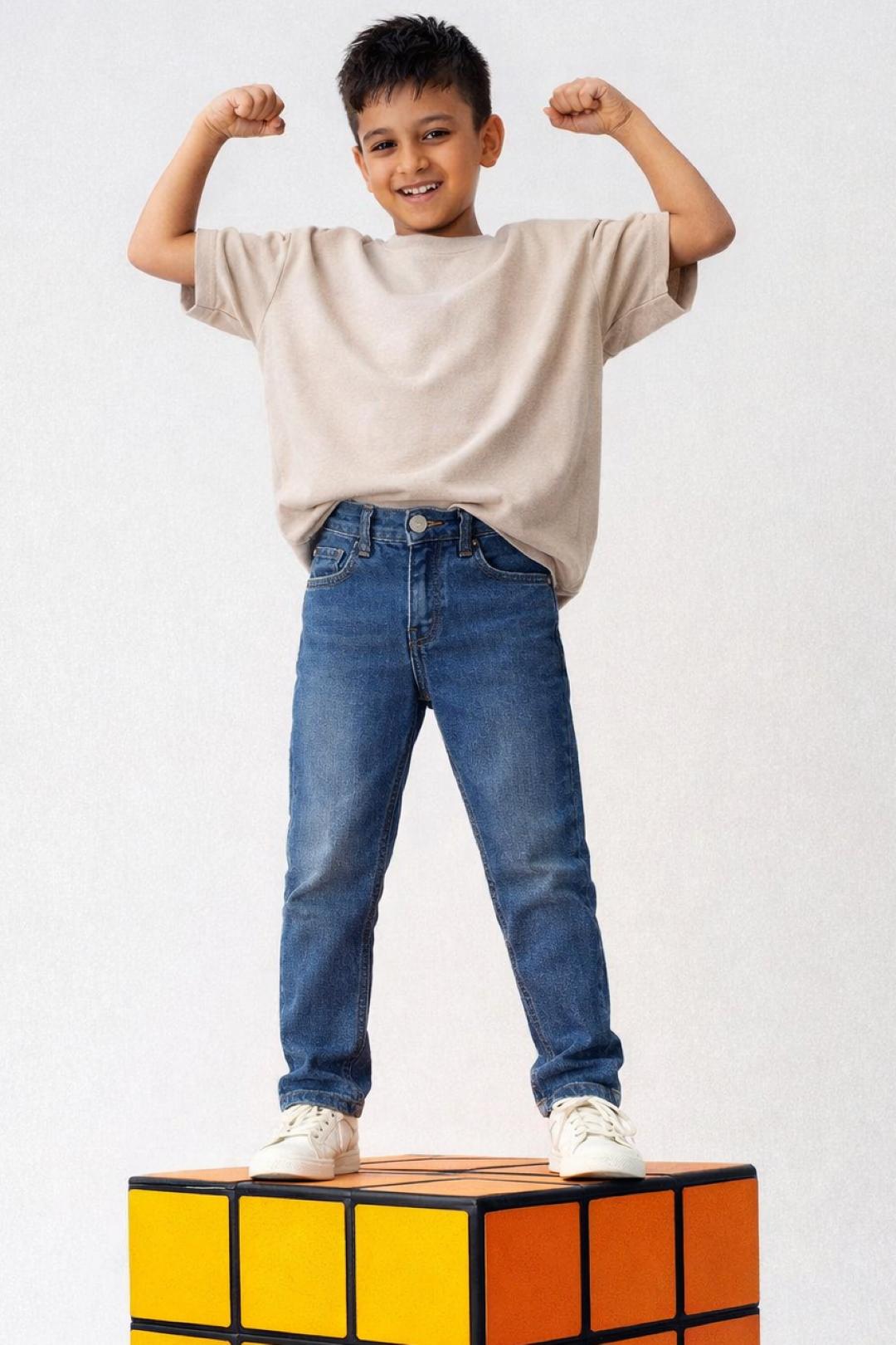 Tales & Stories Boys Denim Blue Casual Slimt Fit Jeans