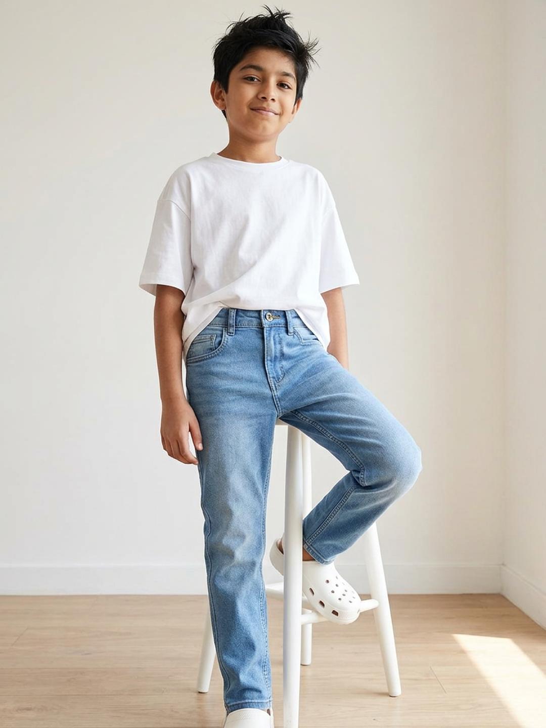 Tales & Stories Boys Denim Blue Casual Slimt Fit Jeans
