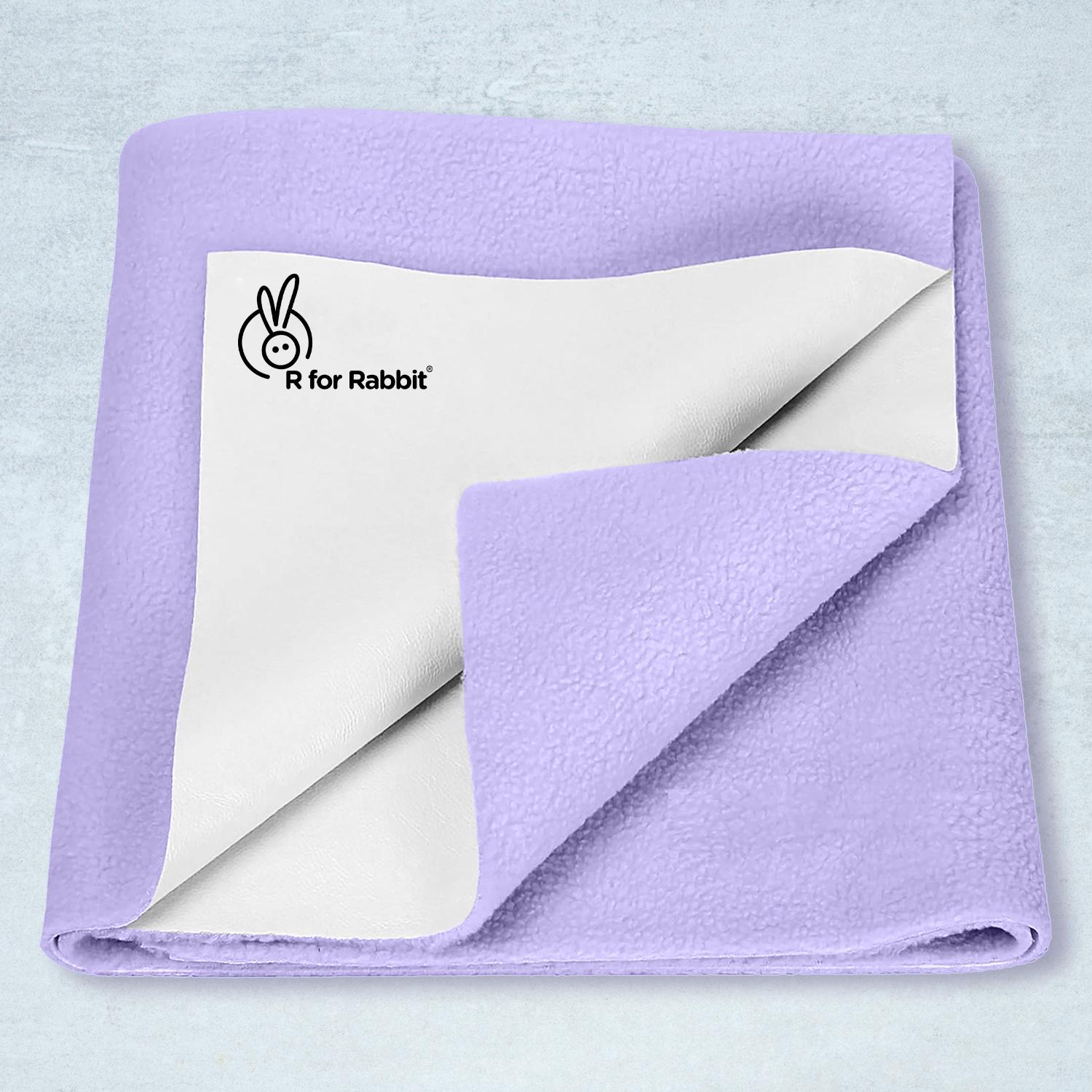 R for Rabbit Waterproof Quick Dry Sheet Bliss for Baby | Anti-Piling Fleece Breatheable Fabric Extra Absorbent Instant Dry Baby Bed/Cot Protector Mat (Size-L,Purple)