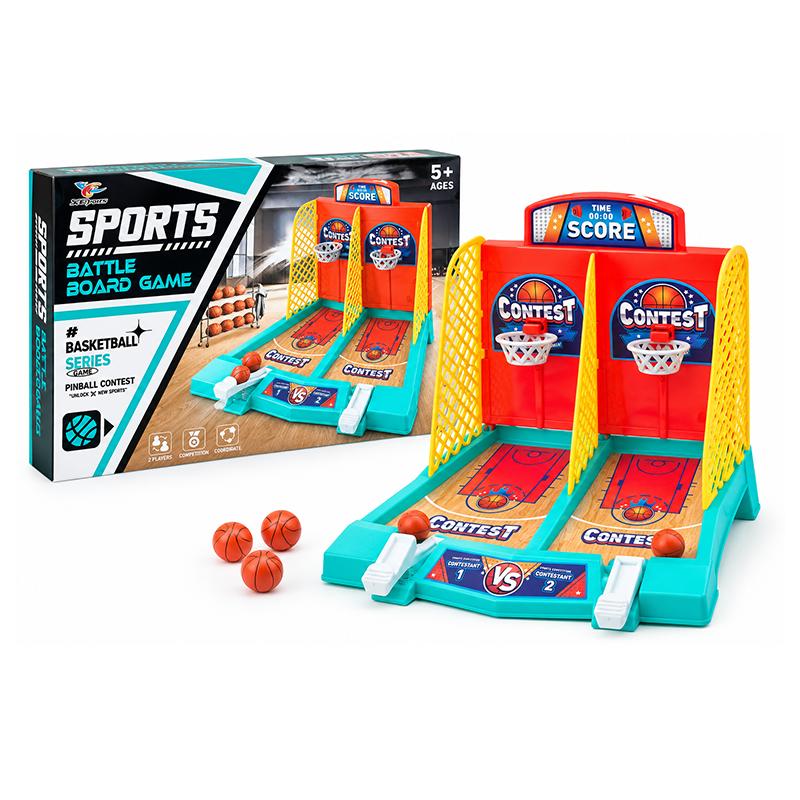 Basketball Battle Board Game, Tabletop Sports Game with Multiple Hoops for Kids Age 3+