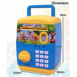 Money Bank Safe Kids with Finger Print Sensor Piggy Savings Bank (Blue)