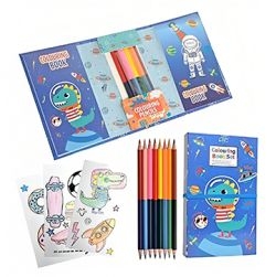 Space Coloring Book for Boys Kids Cartoon Dinosaur Color Pencil (Blue)