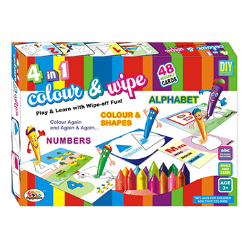 Ekta 4 In 1 Color & Wipe Kit For Kids 3+ Years | Art & Craft Kit for Kids | DIY Creative Activity Set | Art & Craft