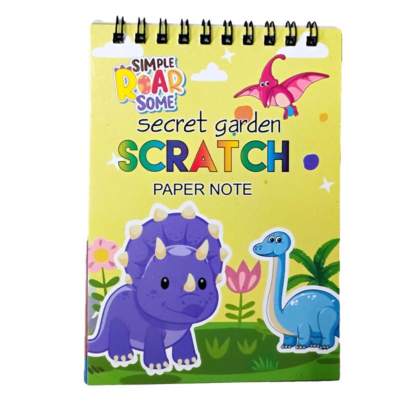Dino Secret Garden Scratch Paper Art Book (small) | Art & Craft Kit for Kids | DIY Creative Activity Set | Art & Craft