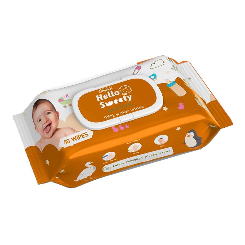UNIJOY Hello Sweety Baby Wet Wipe Enriched with Vitamin E (Orange)(Pack of 1)