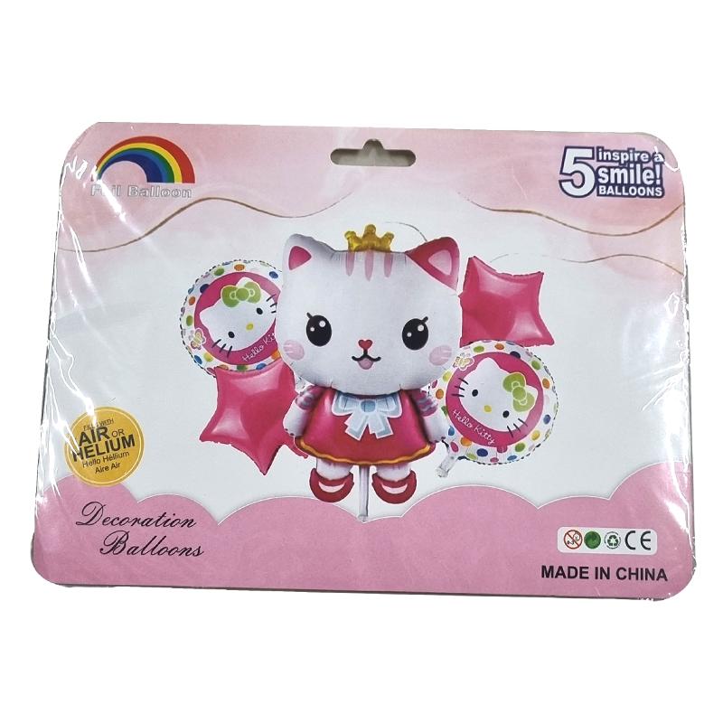 Hello kitty theme 5 pc Foil Balloon Set