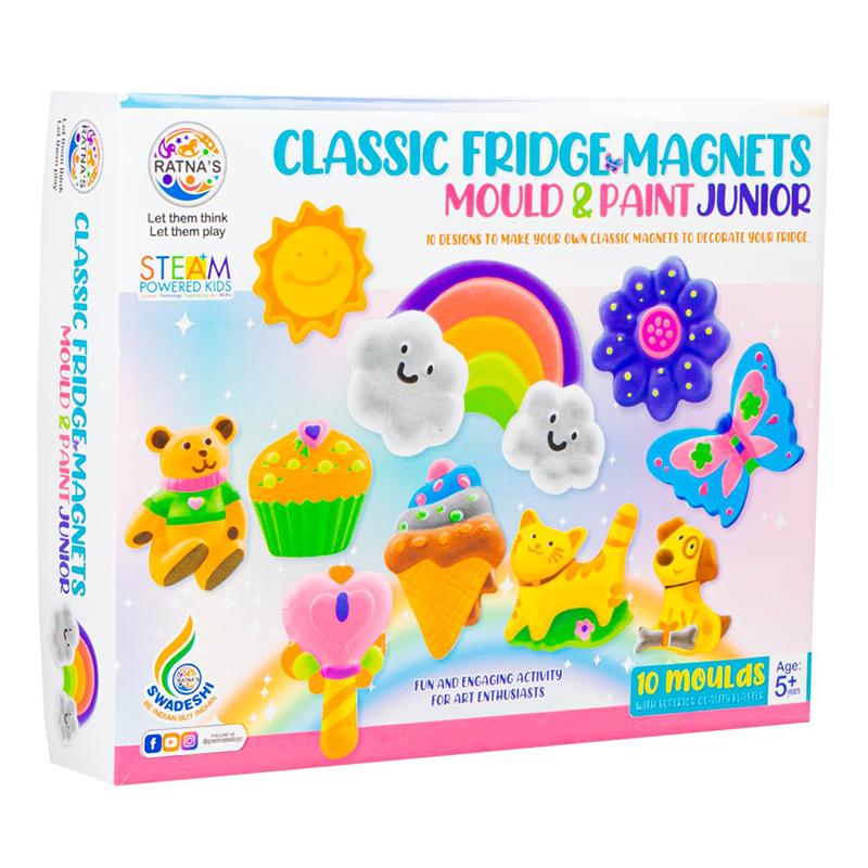 Ratnas Classic Fridge Magnets Mould & Paint Junior DIY Kit | Art & Craft Kit for Kids | DIY Creative Activity Set | Art & Craft