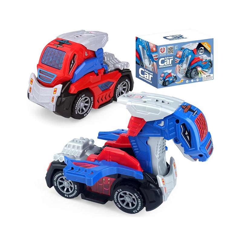 Xing Hong Toys Deformed Dino 2 in 1 Car With Light & Music & Bump n Go Action (Blue) | Musical Toy for Kids | Battery Operated Sound & Light Toy | Musical Toys