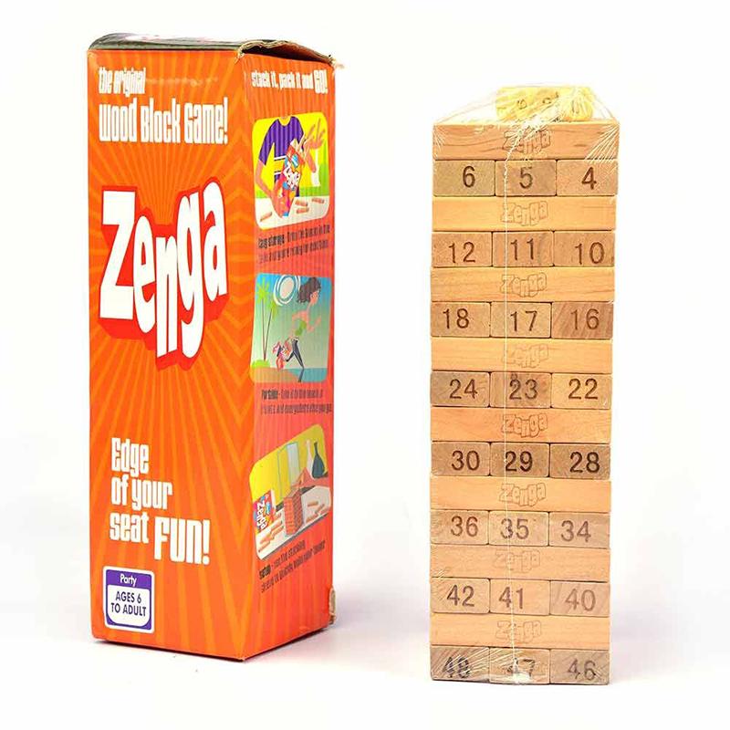 Zenga Wooden Block Stacking Game 48 Wooden Blocks Game 4 Wooden dice