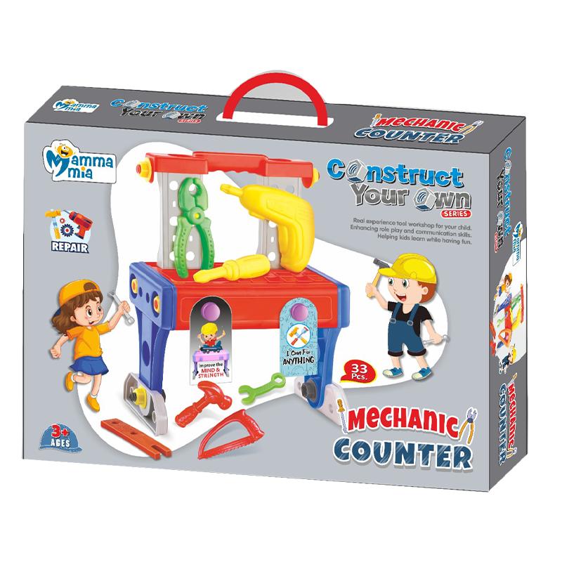 mamma mia Mechanic Counter (33Pcs) | Role Play Toy Set for Kids | Pretend Play Kitchen Doctor Kit | Role Play