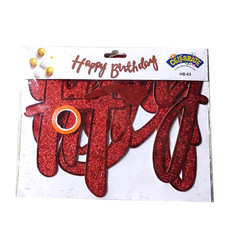 Cursive happy birthday banner (Red)