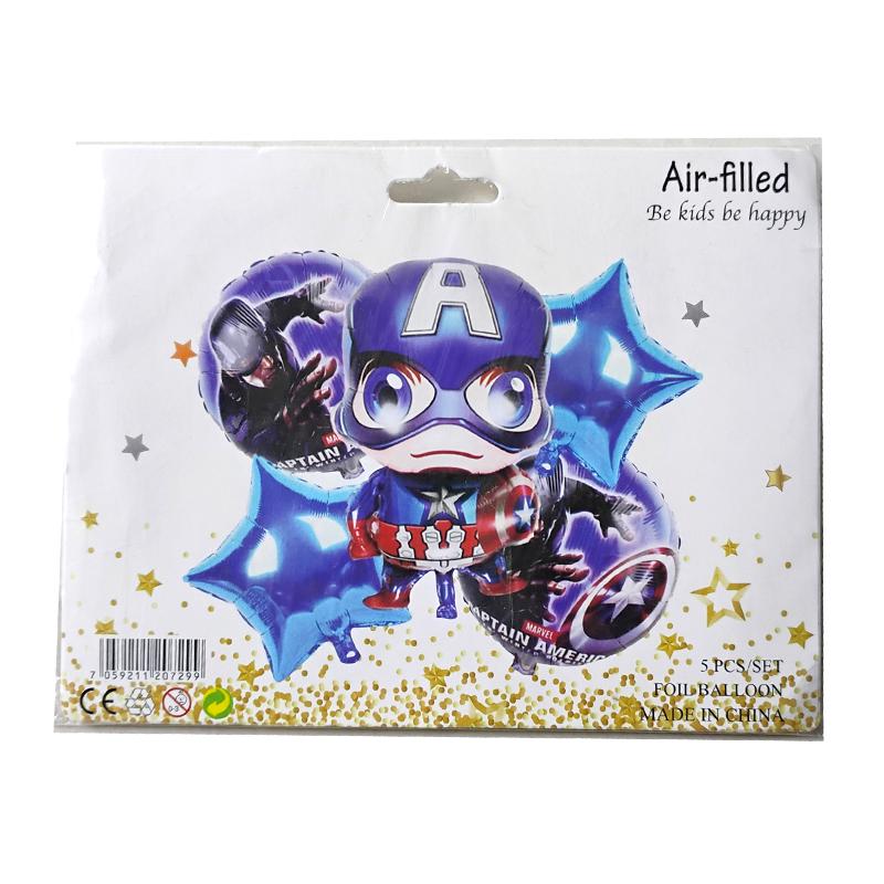 Captain America theme 5 pc Foil Balloon Set