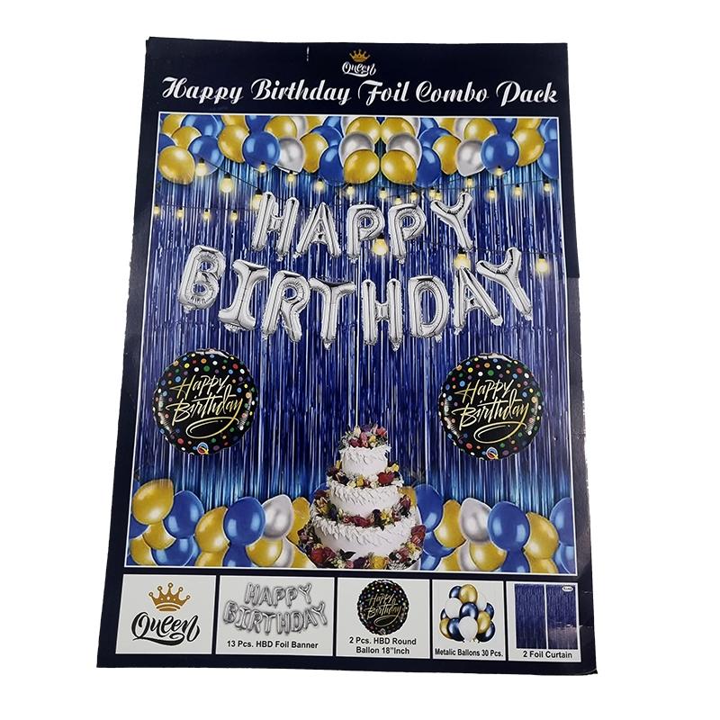 Happy Birthday Foil balloon combo pack Large size (Blue)