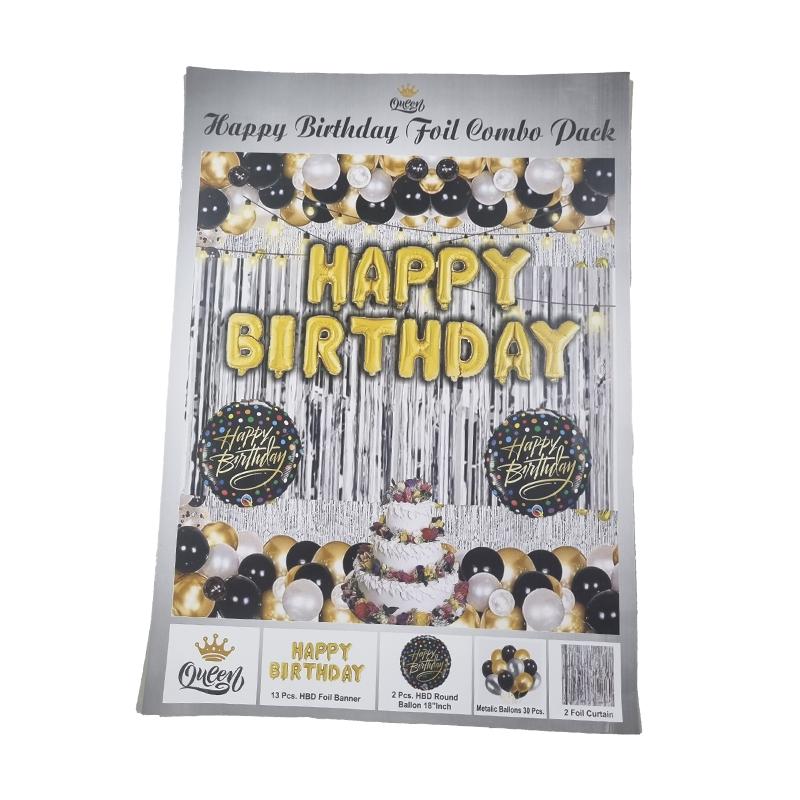 Happy Birthday Foil balloon combo pack Large size(Silver)
