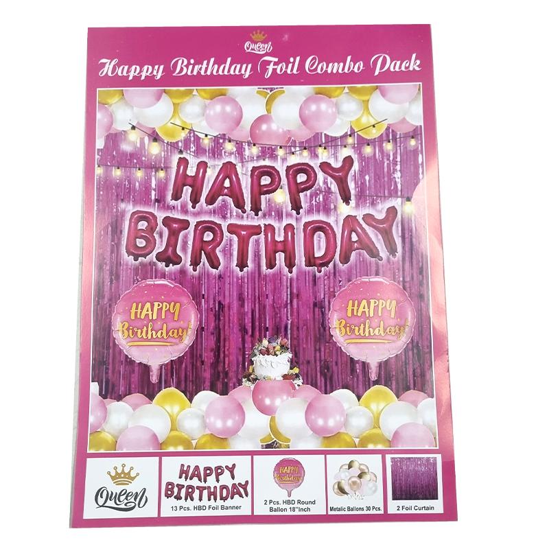 Happy Birthday Foil balloon combo pack Large size (Pink)