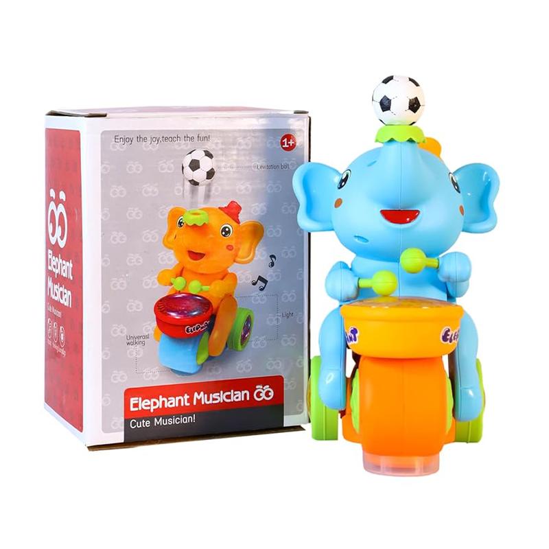 Musical Elephant Toy with Levitation Ball on Nose Along with Dazzling Light Drum (Multicolor)