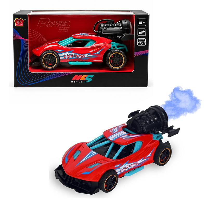 Toy Villa MC Five Smoke Spray Pull Back Car (Red) | Toy Car for Kids | Pull Back Diecast Race Car Toy | Toy Cars