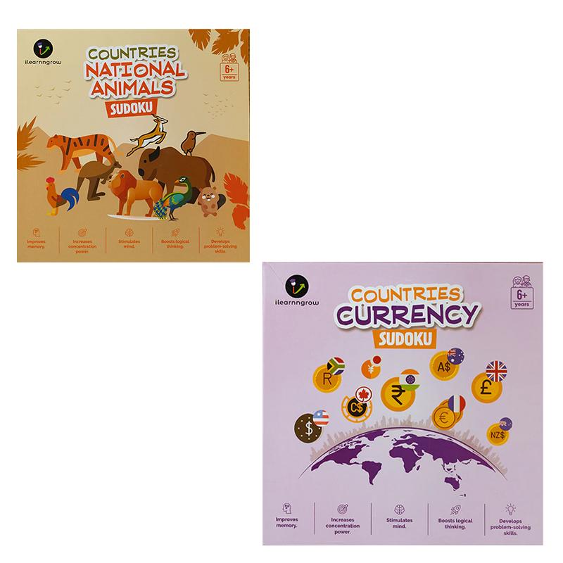Ilearnngrow Countries National Animal & Currency Sudoku (Pack Of 2)