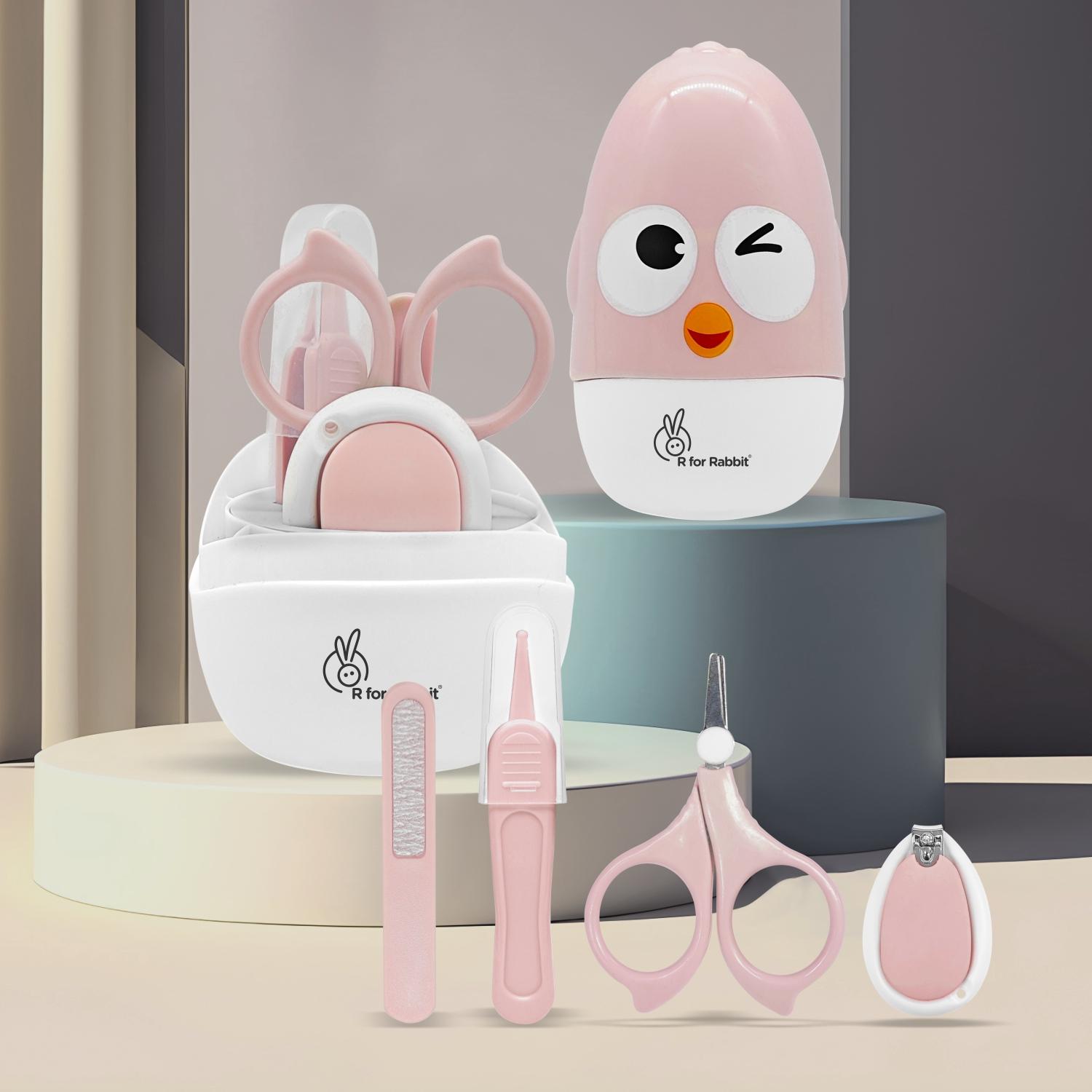 R for Rabbit Stylo Tweety New Born Baby 4 in1 Nail Grooming Kit for Baby Manicure Set with Kids Nail Cutter, Tweezer, Filer and Scissors (Pink)