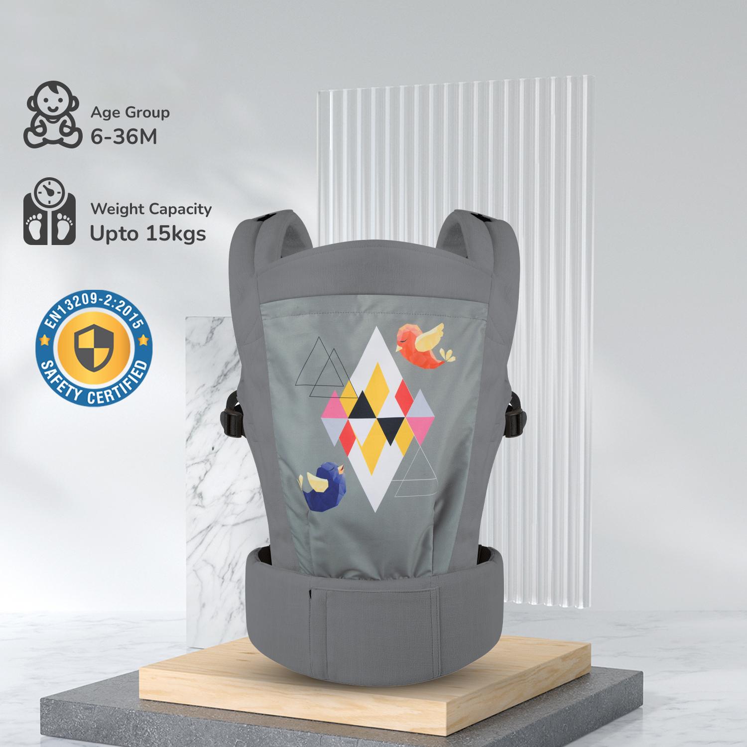 R for Rabbit Hug Me Elite Baby Carrier for 0 to 3 Year Newborn | 3 in 1 Front Facing in-Out & Back Carry Position, Adjustable Ergonomic Strap Kangaroo Bag for 6 to 36 Month Kids Up to 15 Kg (Grey)