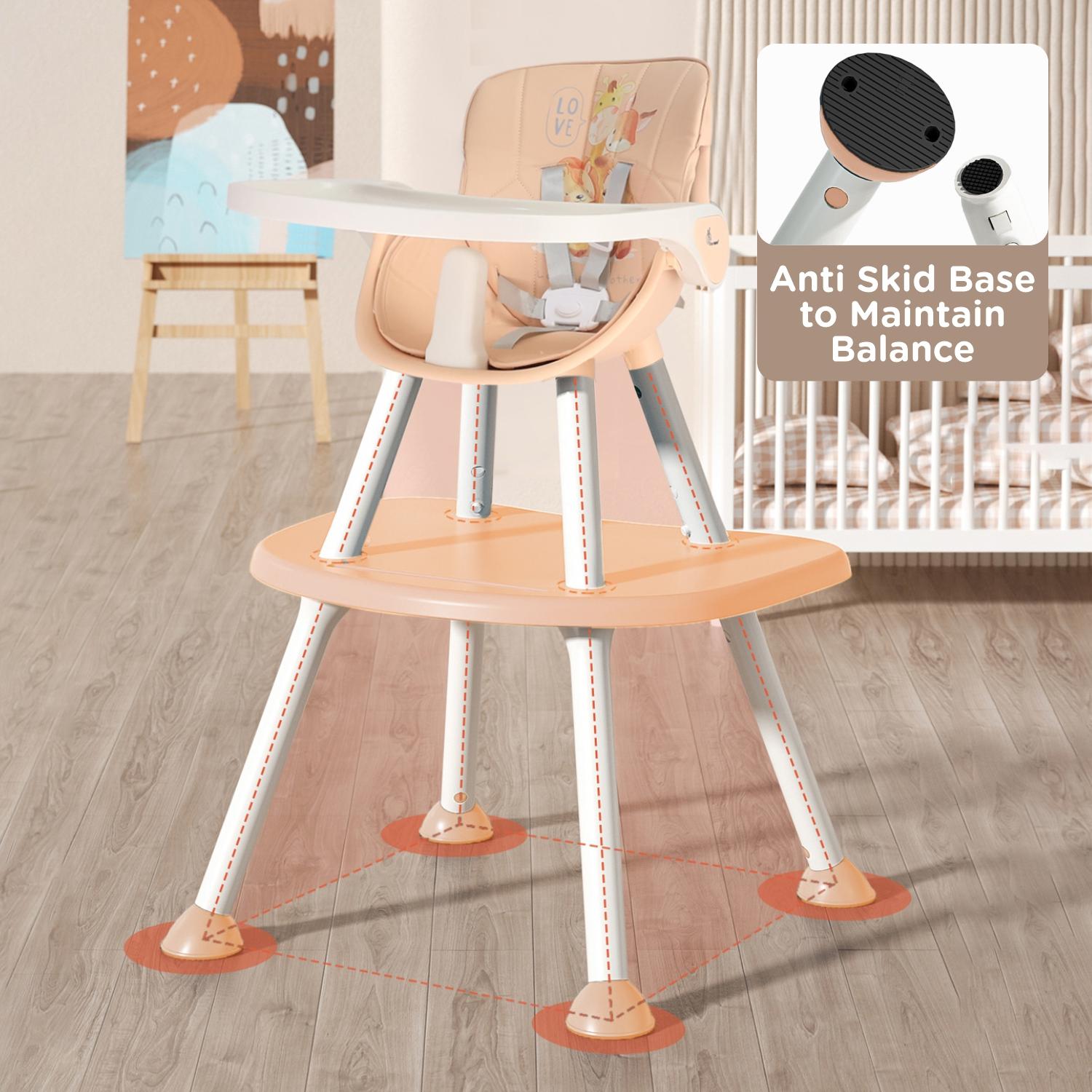 R for Rabbit Cherry Berry Safari Baby High Chair, 3 in 1 Convertible High Chair Cum Booster Seat, Baby Feeding Chair, Study Table for Toddlers from 6 Months to 7 Years (Beige)