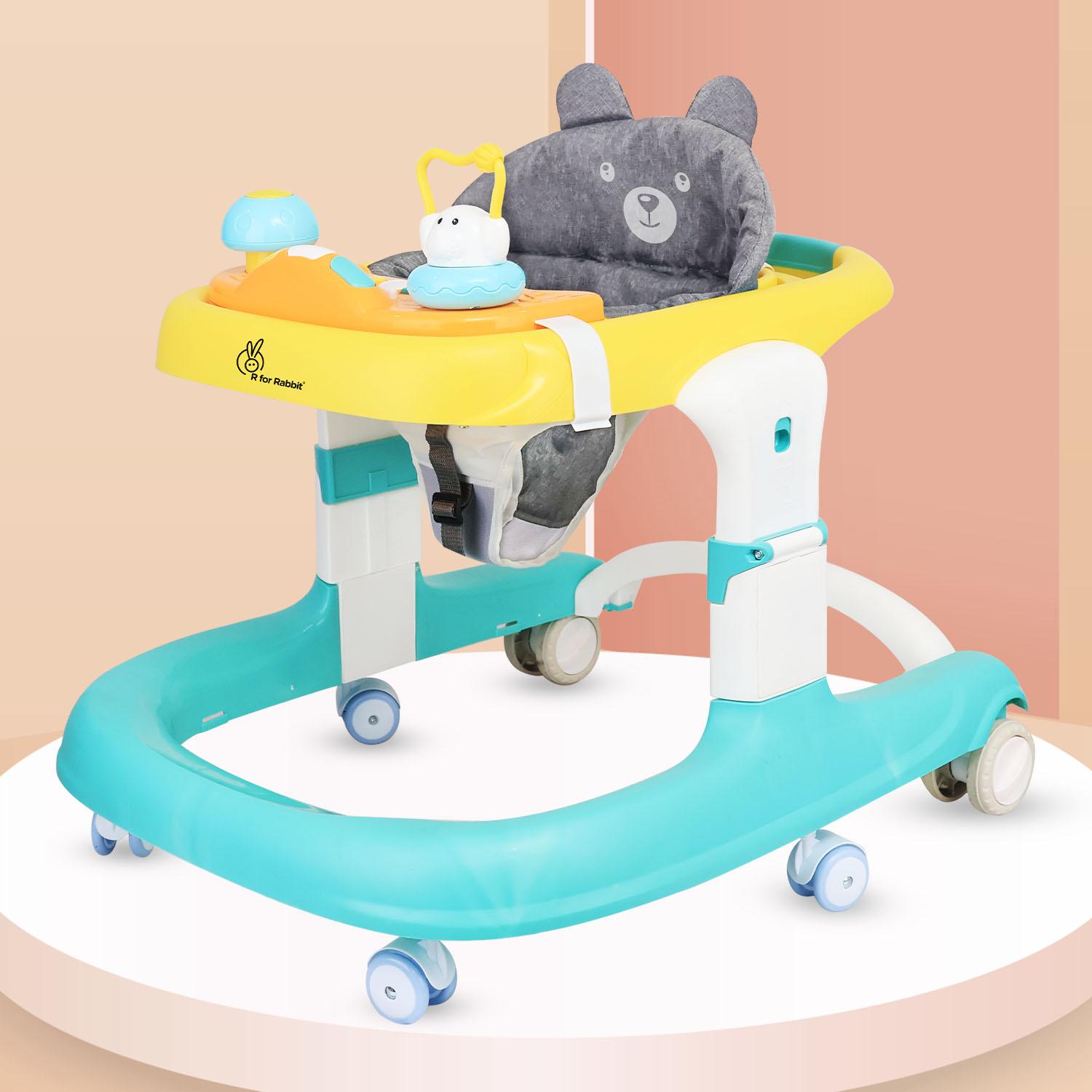 R for Rabbit Little Feet Sportz Baby Walker for Kids to 9 to 18 Months for boy Girl Push Activity Walker with Music |(Green Yellow)