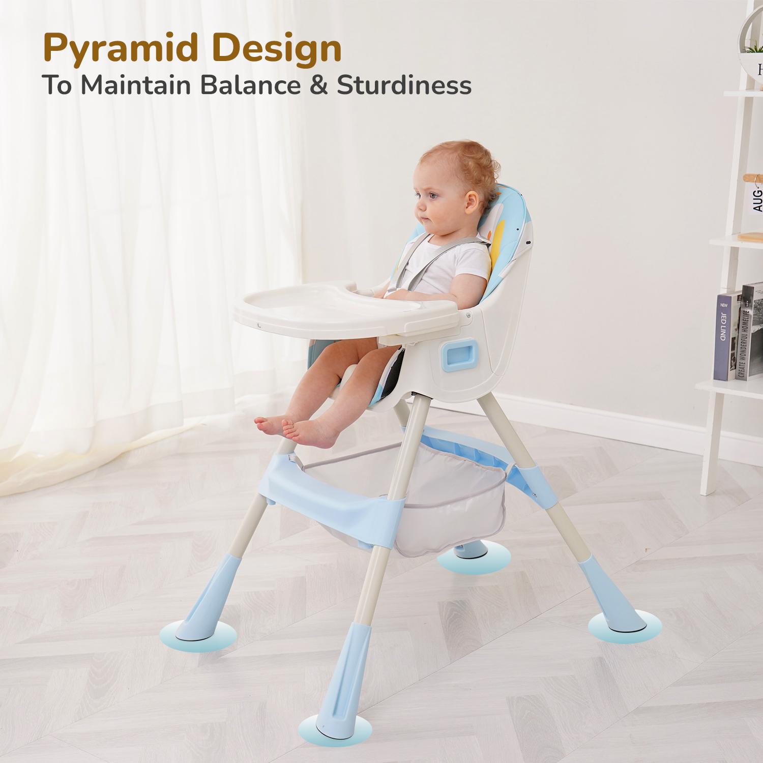 R for Rabbit Sugar Doodle Plus High Chair for Baby 3-in-1 Convertible Rocking Chair, Smart & Compact Fold with Dual Detachable Meal Tray for 6 Months to 5 Years Kids |(Lake Blue)