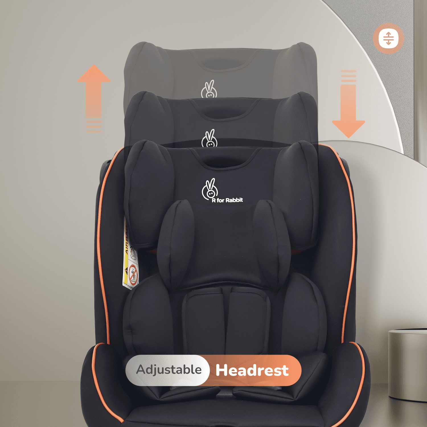 R for Rabbit Jack N Jill NXG Baby Car Seat ECE R44 Certified with 5-Point Harness, Rear & Forward Facing, Side Impact Protection Anti-Shock System for Kids 0–12 Years, Up to 36 kg (Pure Black)