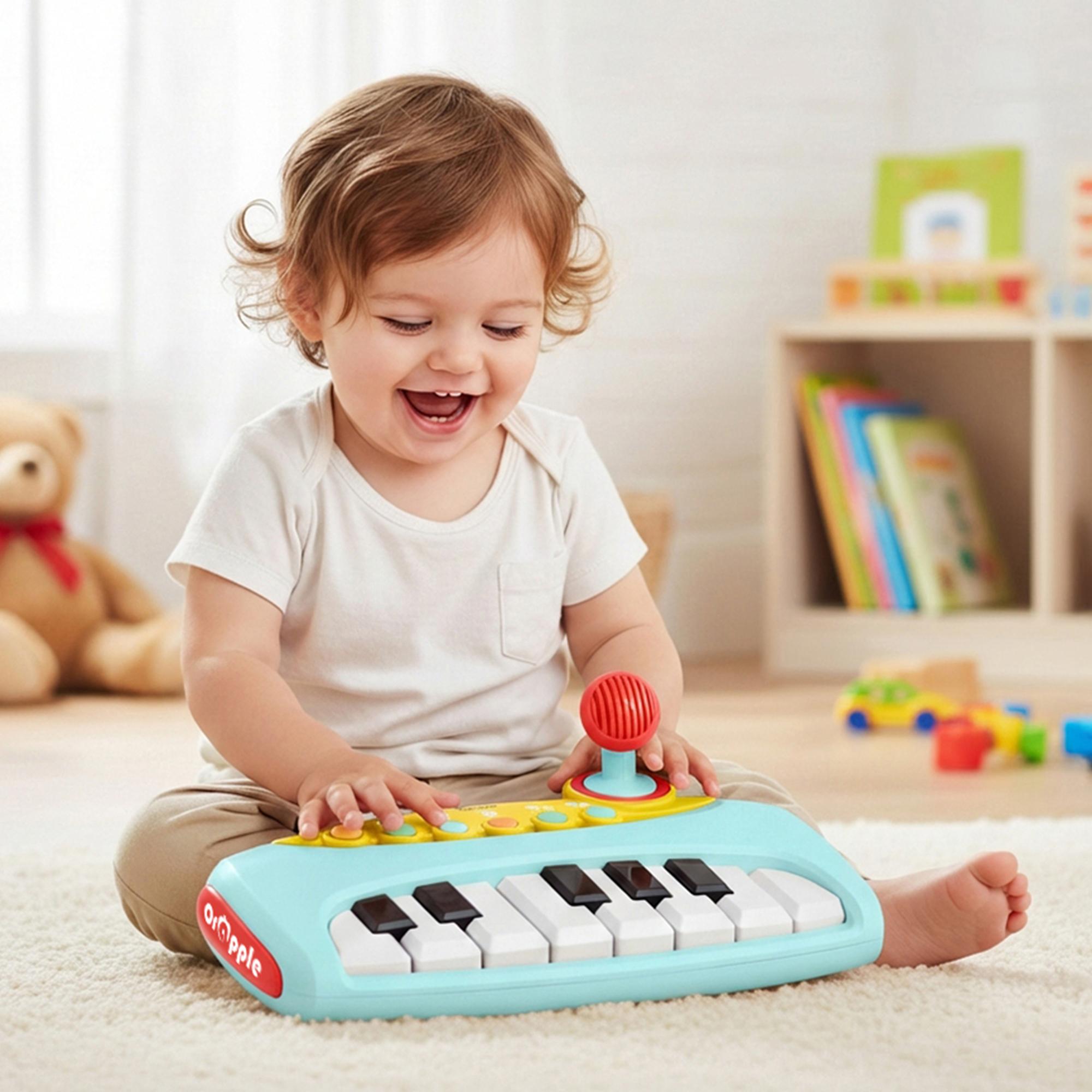 R for Rabbit Orapple Funtunes Kids Piano Toy with Lights & Music | Musical Keyboard with Record & Play, Adjustable Volume, Auto Shut-Off | Educational Toy for Toddlers & Children 12+ M (Blue Multi)